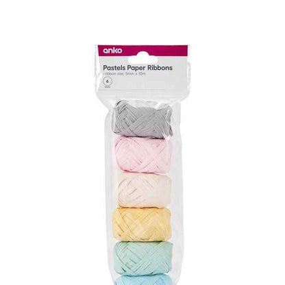 6 Piece Paper Ribbons, Pastel - Anko