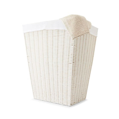 Rattan Look Hamper with Liner, White - Anko