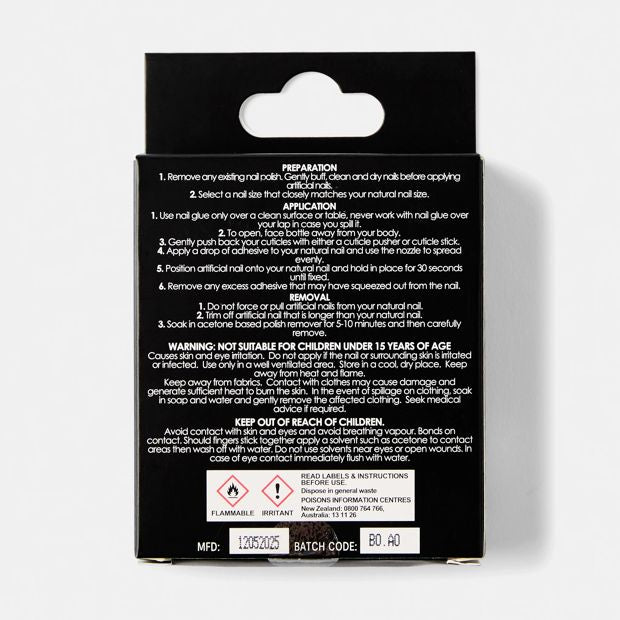 24 Pack Artificial Nails with Adhesive, Almond Shape, Black - OXX Cosmetics