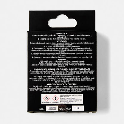 24 Pack Artificial Nails with Adhesive, Almond Shape, Black - OXX Cosmetics