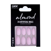 24 Pack Artificial Nails with Adhesive, Almond Shape, Pink - OXX Cosmetics
