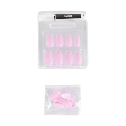 24 Pack Artificial Nails with Adhesive, Almond Shape, Pink - OXX Cosmetics