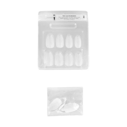 24 Pack Artificial Nails with Adhesive, Almond Shape, White Shiny - OXX Cosmetics