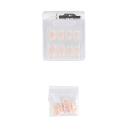 24 Pack Artificial Nails with Adhesive, Medium Square Shape, French Tip - OXX Cosmetics