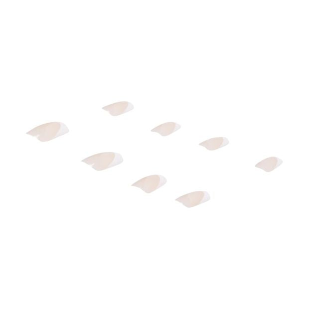24 Pack Artificial Nails with Adhesive, Medium Square Shape, French Tip - OXX Cosmetics