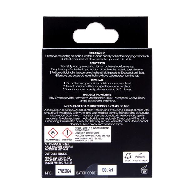 24 Pack Artificial Nails with Adhesive, Short Square Shape, Pink - OXX Cosmetics