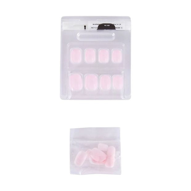 24 Pack Artificial Nails with Adhesive, Short Square Shape, Pink - OXX Cosmetics
