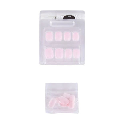 24 Pack Artificial Nails with Adhesive, Short Square Shape, Pink - OXX Cosmetics