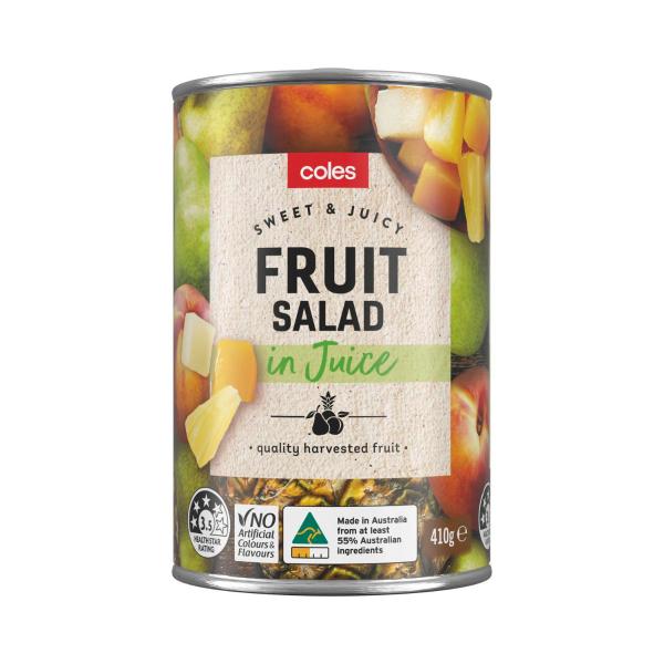 COLES FRUIT SALAD IN JUICE 410G