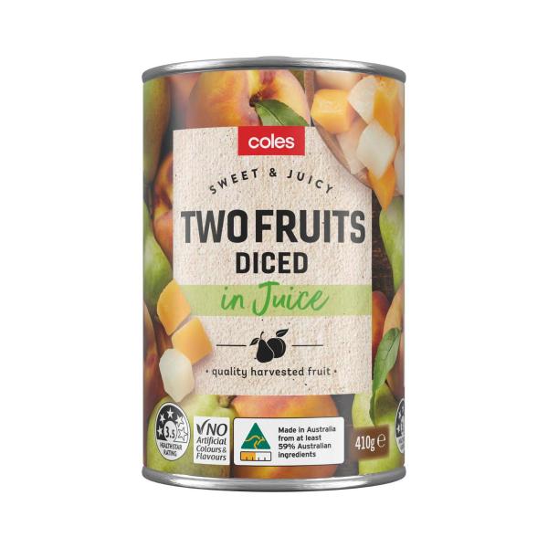 COLES TWO FRUITS IN JUICE 410G