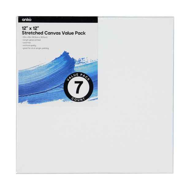 12" x 12" Stretched Canvas Pack - 7 Pieces