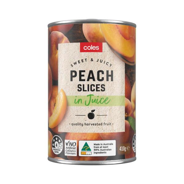 COLES PEACH SLICES IN JUICE 410G