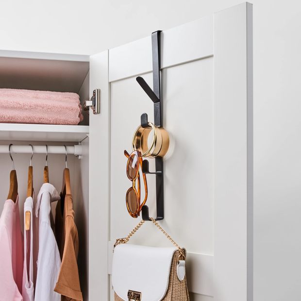 Over the Door Vertical Hook, Black - Anko