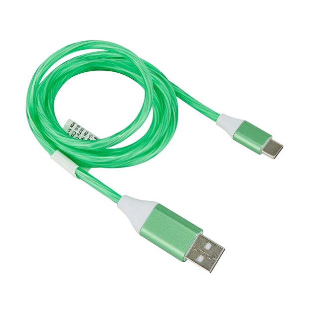 USB-A to USB-C Light Up Cable, Green - Anko