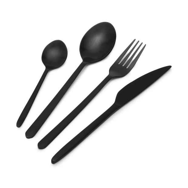 Matte Black Cutlery Set, 16 Piece - Anko