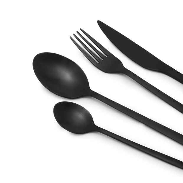 Matte Black Cutlery Set, 16 Piece - Anko