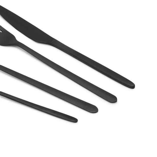 Matte Black Cutlery Set, 16 Piece - Anko