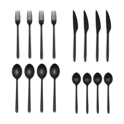 Matte Black Cutlery Set, 16 Piece - Anko