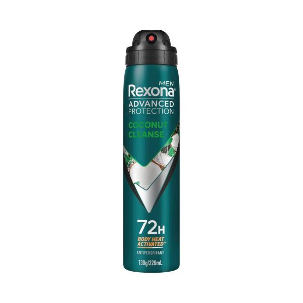 REXONA MEN DEODORANT 72HR ADVANCED AEROSOL COCONUT CLEANSE 220ML