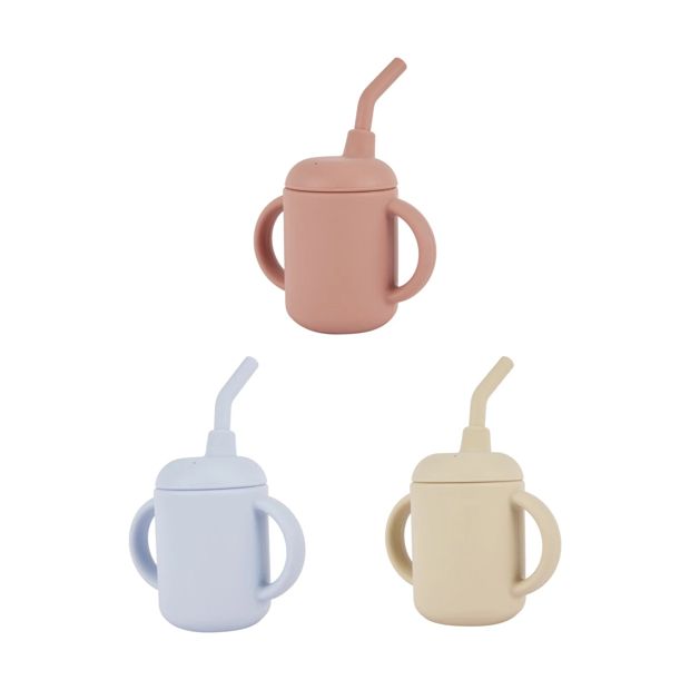 Silicone Sippy Cup with Straw, Assorted - Anko