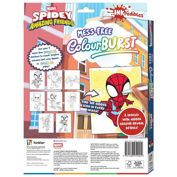 INKredibles Marvel Spidey and his Amazing Friends Mess-Free ColourBurst Activity Kit