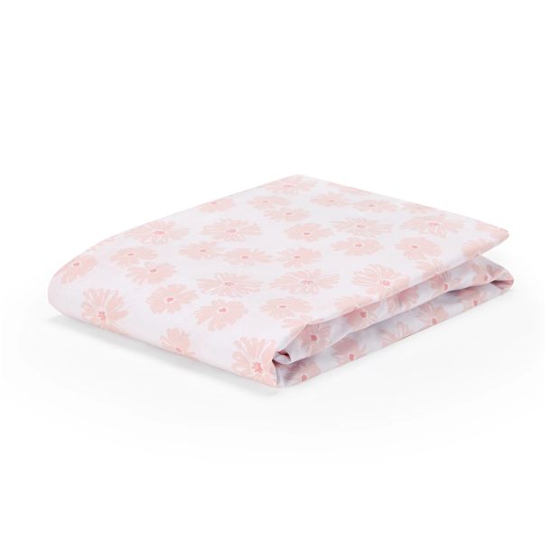 2 Pack Cotton Fitted Cot Sheets, Pink and Scribble Daisy - Anko
