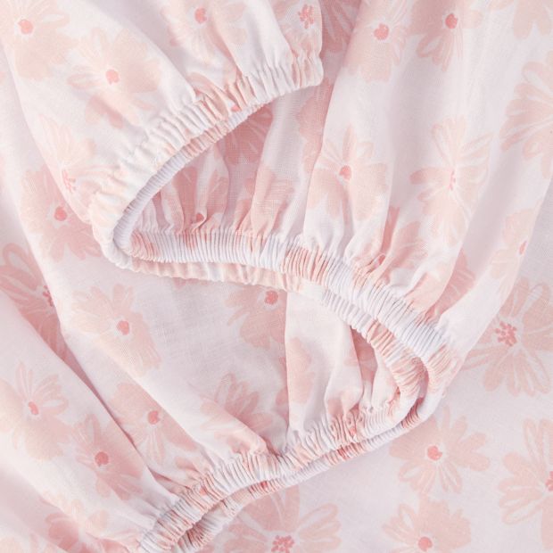 2 Pack Cotton Fitted Cot Sheets, Pink and Scribble Daisy - Anko