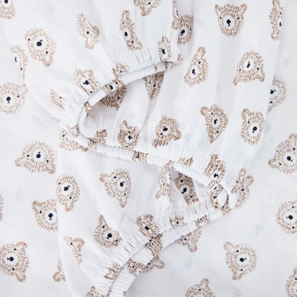 2 Pack 225 Thread Count Organic Cotton Fitted Cot Sheets, Bears and Dotted Lines - Anko