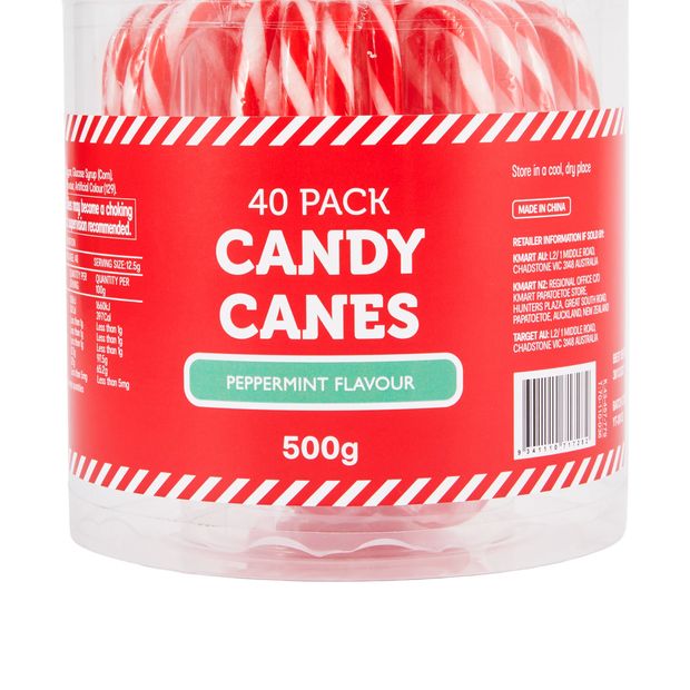 40 Pack Peppermint Flavour Candy Canes 500g