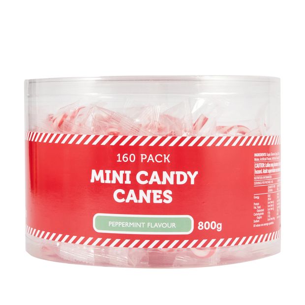 160 Pack Peppermint Flavour Mini Candy Canes 800g