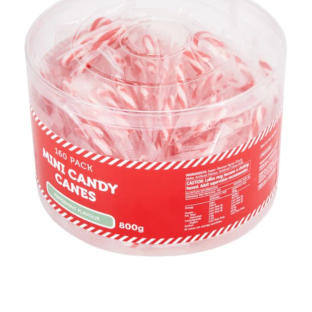 160 Pack Peppermint Flavour Mini Candy Canes 800g