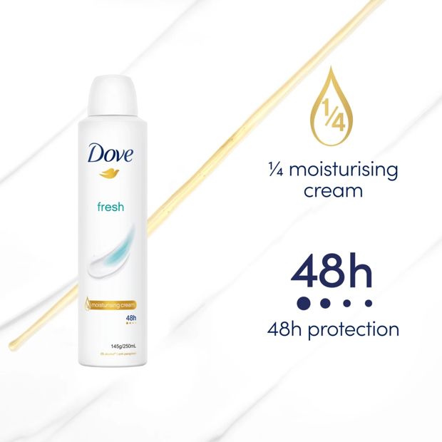 1/4 Moisturising Cream Antiperspirant 250ml, Citrus Scent - Dove Fresh