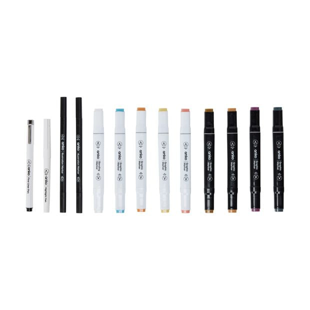 13 Pack Manga Drawing Set, Blue - Anko