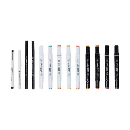 13 Pack Manga Drawing Set, Blue - Anko