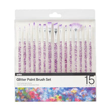 15 Piece Glitter Paint Brush Set - Anko