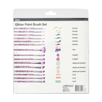 15 Piece Glitter Paint Brush Set - Anko