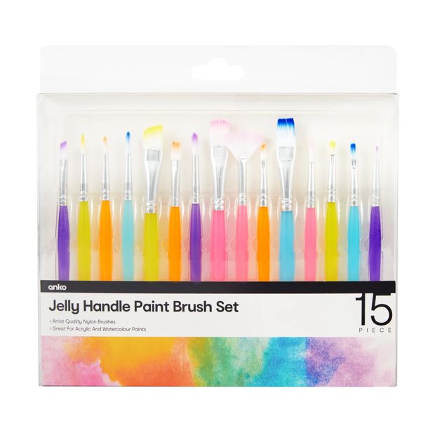 15 Piece Jelly Handle Paint Brush Set - Anko