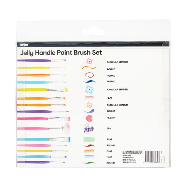 15 Piece Jelly Handle Paint Brush Set - Anko