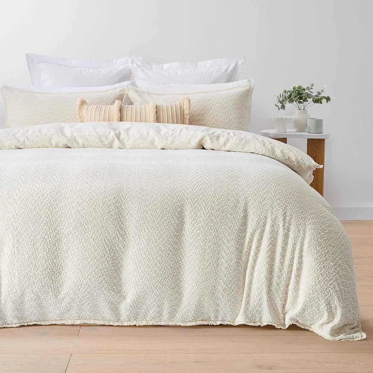 Boucle Quilt Cover Set - Double Bed, Beige
