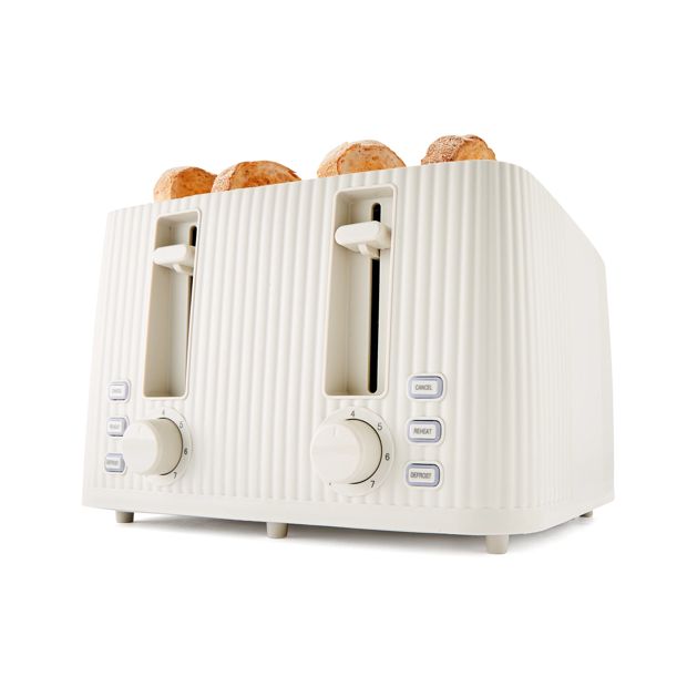 4 Slice Toaster Linear, Off White - Anko