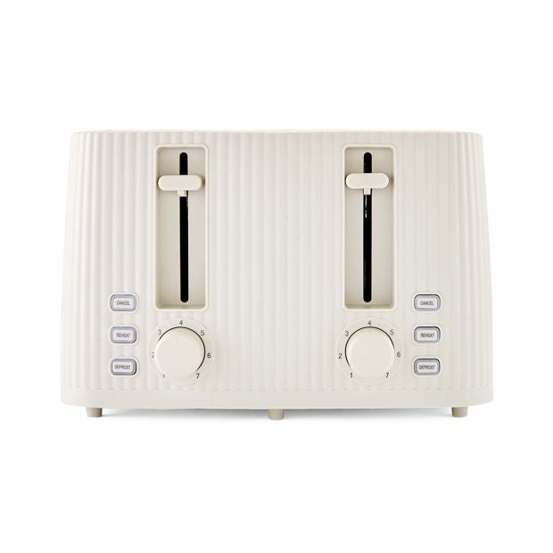 4 Slice Toaster Linear, Off White - Anko