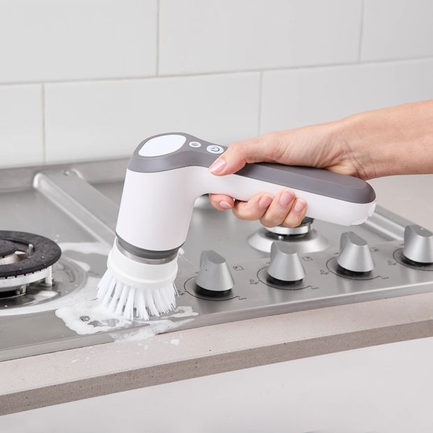 Rechargeable Handheld Scrubber, Grey and White - Anko