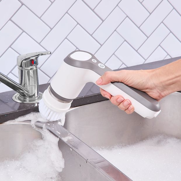 Rechargeable Handheld Scrubber, Grey and White - Anko