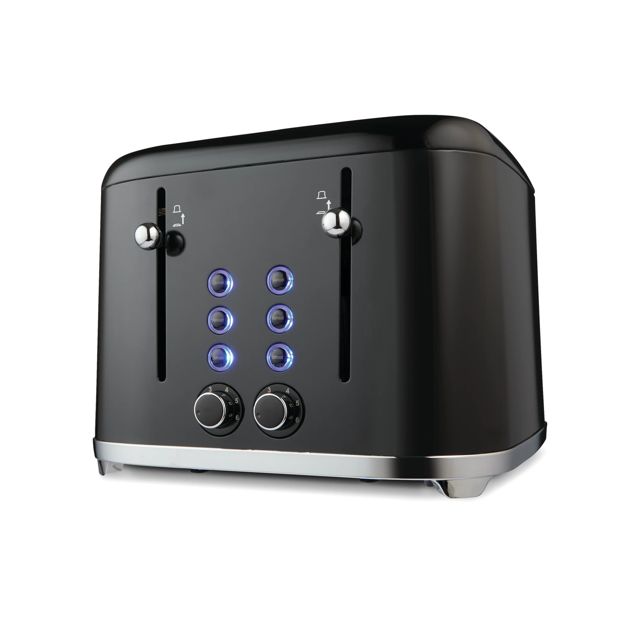 4 Slice Stainless Steel Toaster, Black - Anko