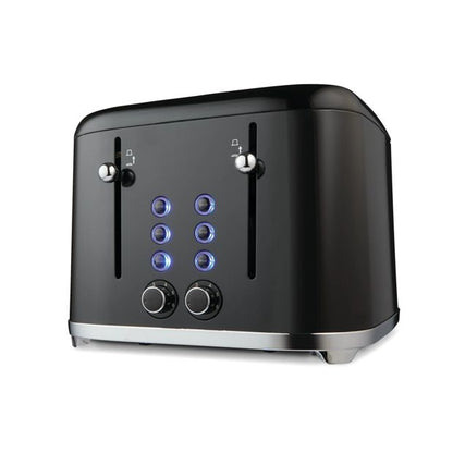 4 Slice Stainless Steel Toaster, Black - Anko