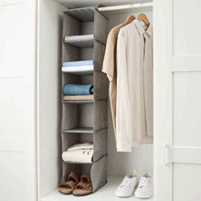 6 Shelf Linen Look Hanging Organiser, Charcoal - Anko