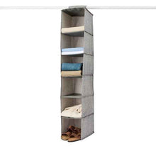 6 Shelf Linen Look Hanging Organiser, Charcoal - Anko
