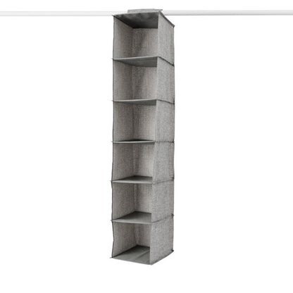 6 Shelf Linen Look Hanging Organiser, Charcoal - Anko