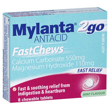 8 Pack Mylanta 2Go Antacid FastChews Tablets Mint
