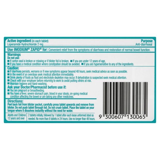 6 Pack Imodium Zapid Diarrhoea Relief Dissolving Tablets 2mg